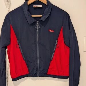 Fila Women's Navy and Red Bomber Jacket